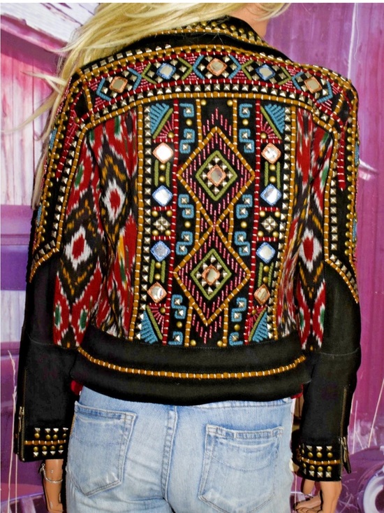 Double D Ranch Jackets & Blazers - Double D Ranch High Mountain Boho Studded Leather Jacket Size Large